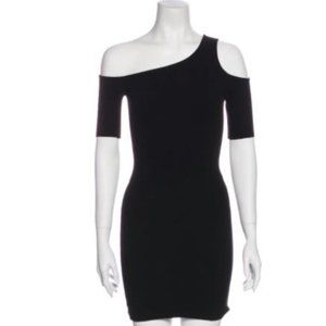 Helmut Lang Black Bodycon Asymmetrical Mini Dress